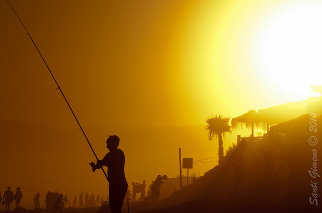 Platja d' Elviria, Marbella, en plena posta de sol l' agost del 2014