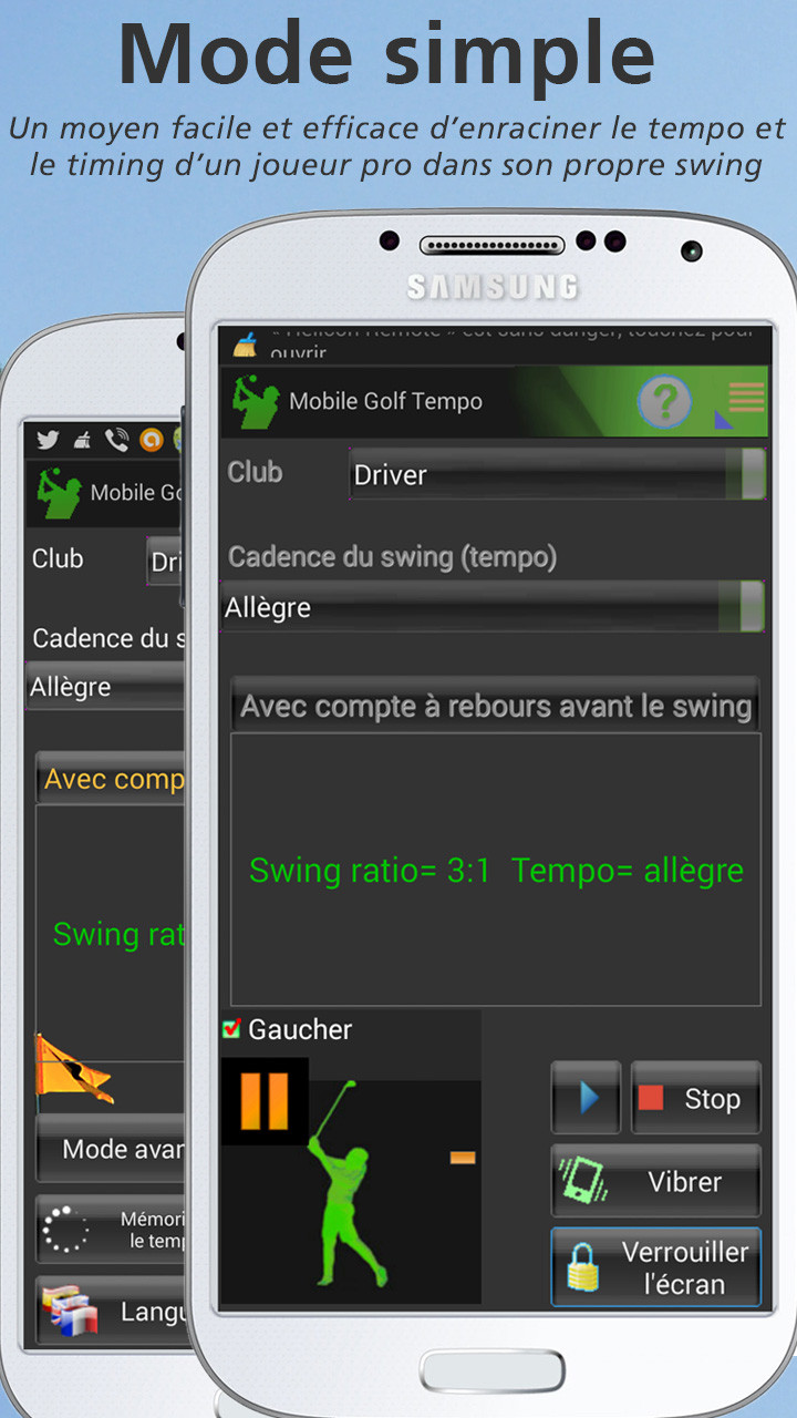 Swing tempo, rythme, et timing Mobile Golf Tempo Training App