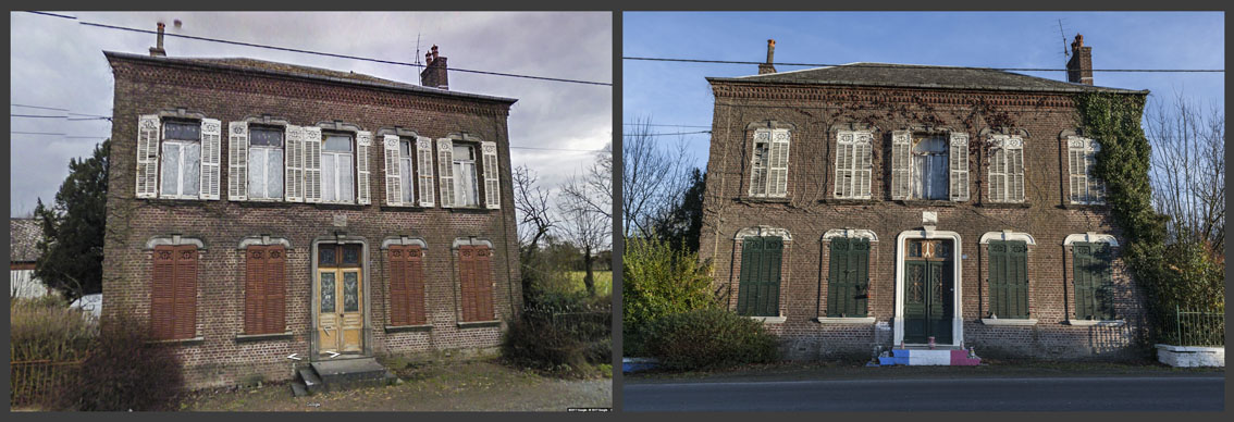 Le lierre grimpant a végétalisé un angle de la maison.