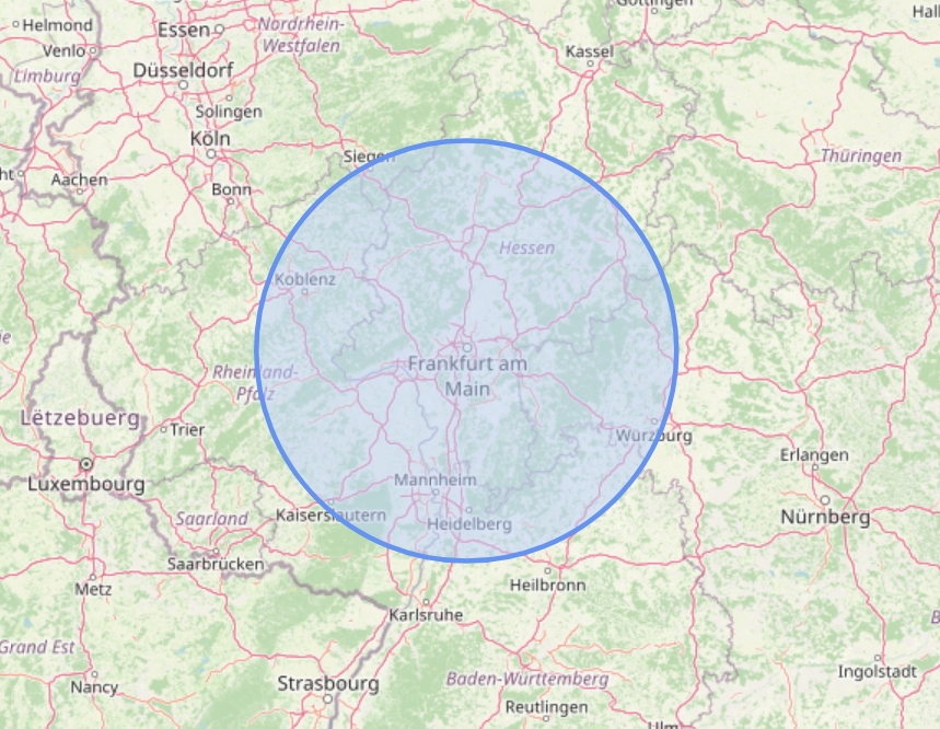 Natursteinverlegung Radius - Entfernung