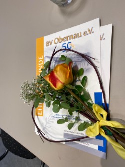 Unsere Urkunde für die Ehrenmitglieder mit herzlicher Deko von Helga