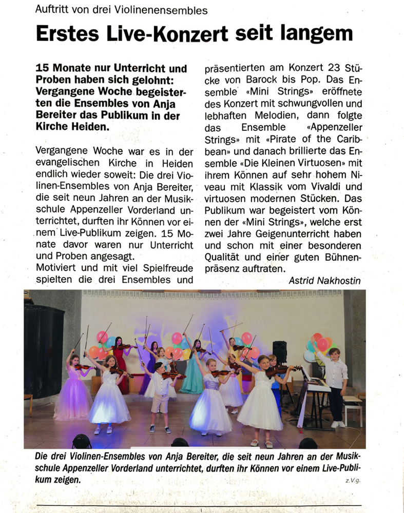 Bodensee Nachrichten, Juni 2021. Ensemble von Anja Bereiter