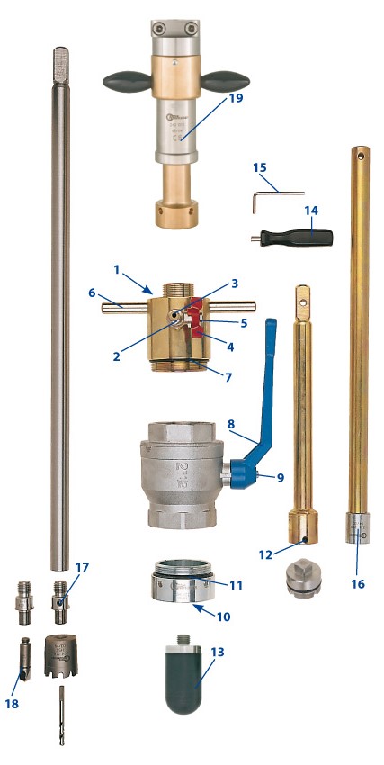 Schleusensperrvorrichtung zum Anbohren und Sperren von Gas-Hausanschlussleitungen 1“ - 2½“ bei max. 4 bar Sperrdruck
