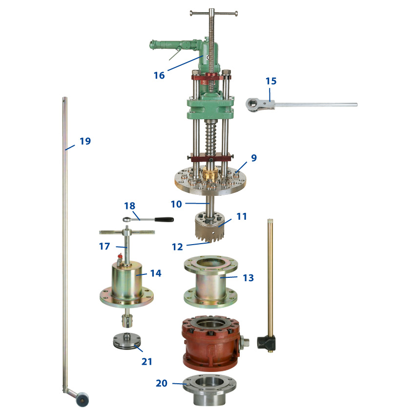 Anbohren und Stopfen setzen Zubehör zu Einzelblasensetzgerät mit Vordruckmessung