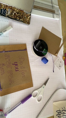 Ein Foto der Deko, mit der die Karte verziert wird