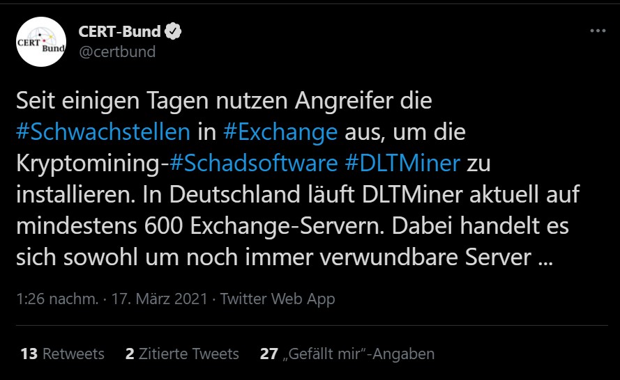 Schwachstelle Exchange-Server III - Exchange-Server immer noch ungepatcht?
