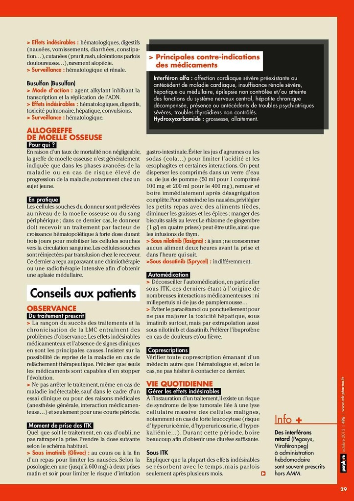 Conseils aux patients LMC