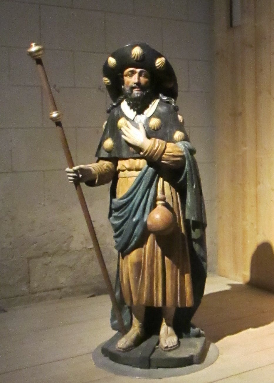 Statue polychrome de Saint-Jacques.