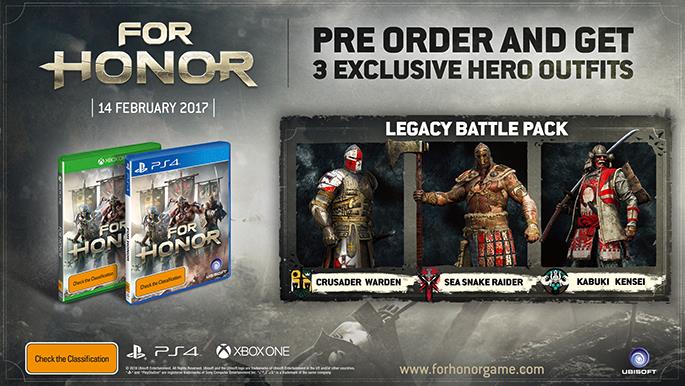 For Honor sera disponible le 14 février 2017 sur Xbox One, PS4 et PC.