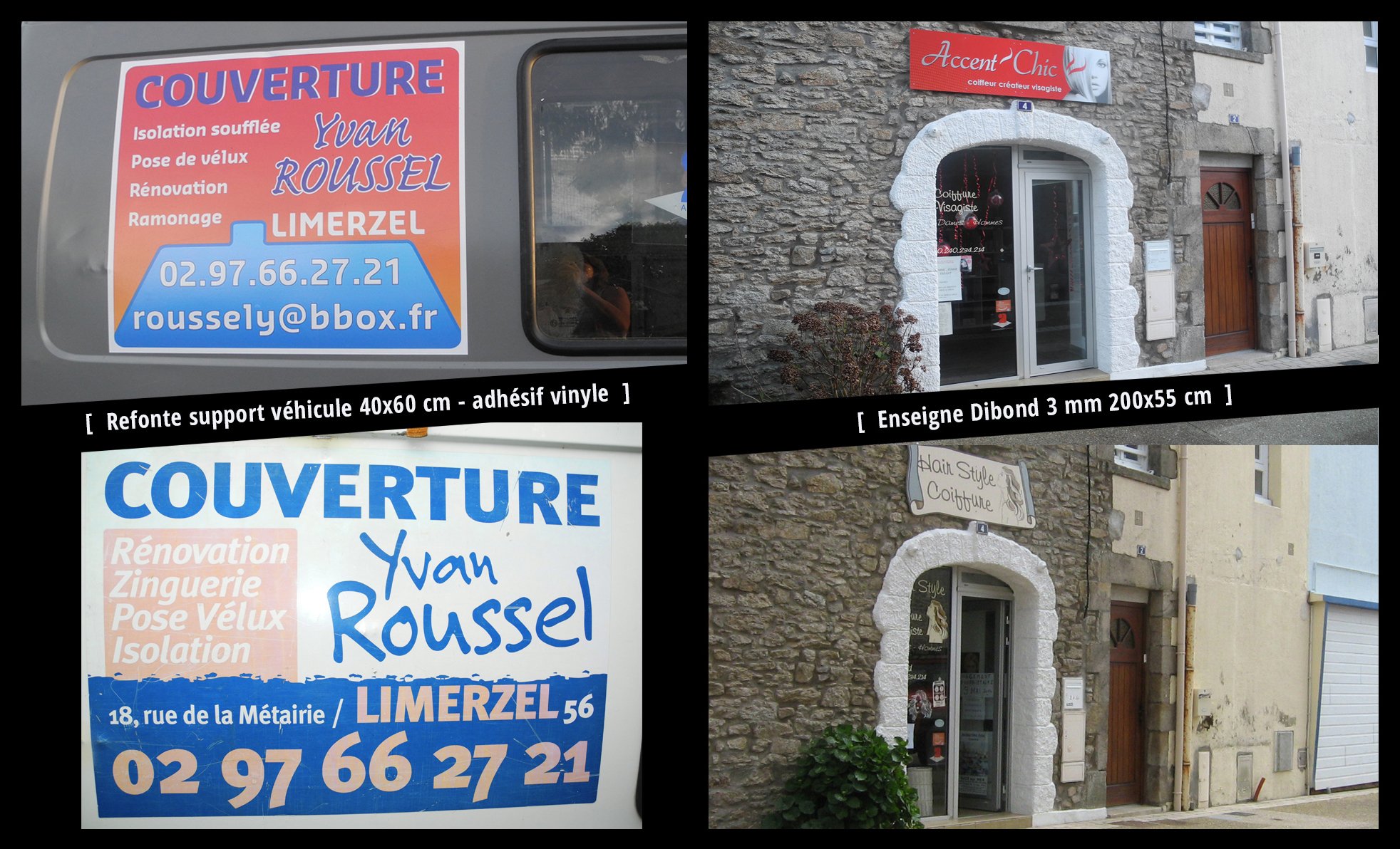 Refonte supports grands formats : enseigne dibond et sticker véhicule