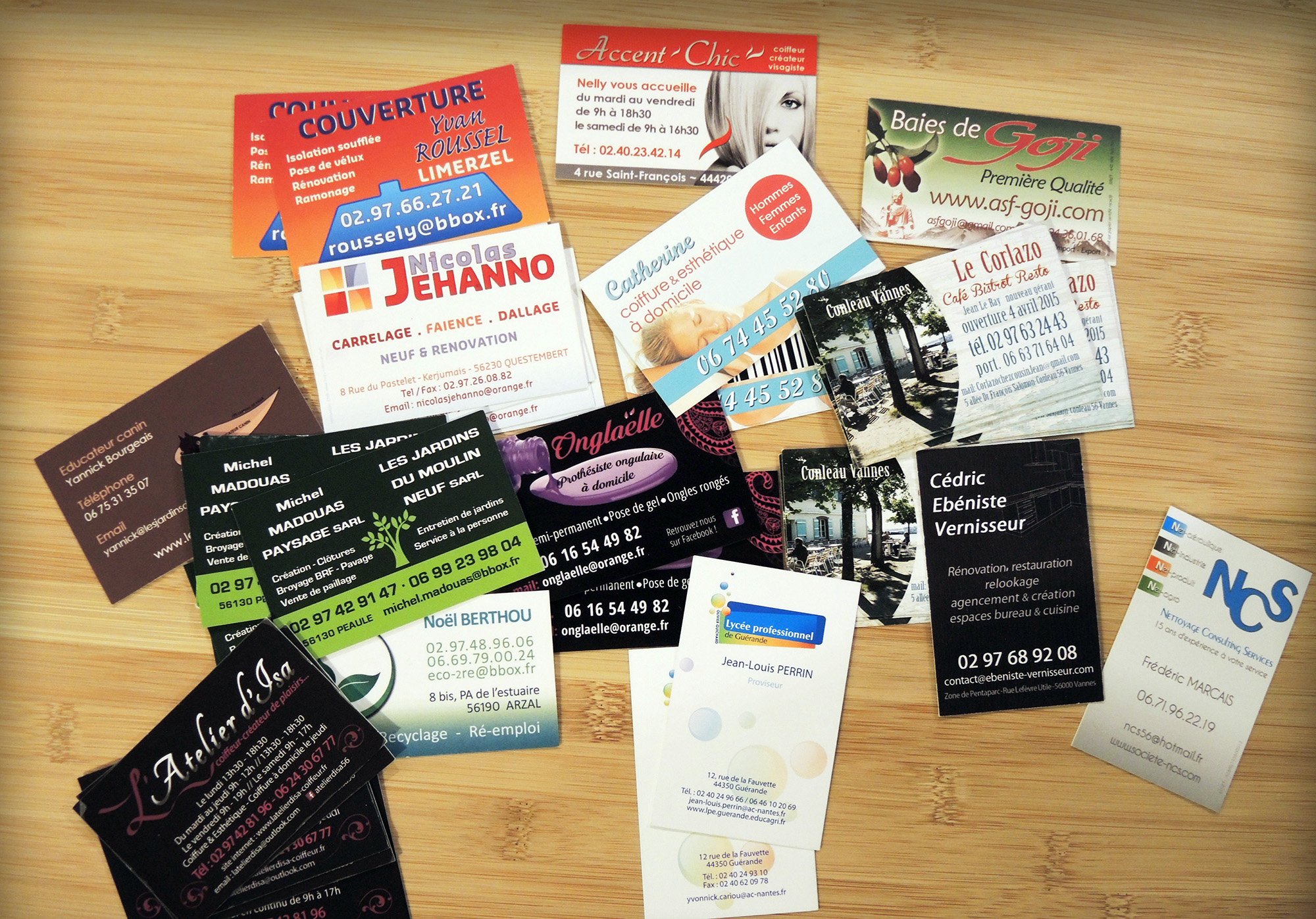 Cartes de visite et de fidélité - Linès Création graphiste Péaule