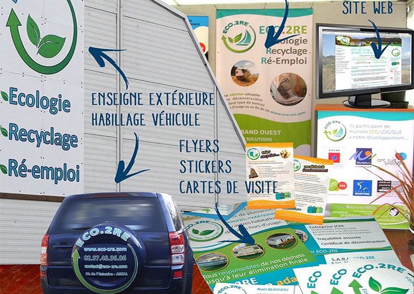 Création LOGO et identité, déclinaison tous supports ECO2RE ARZAL