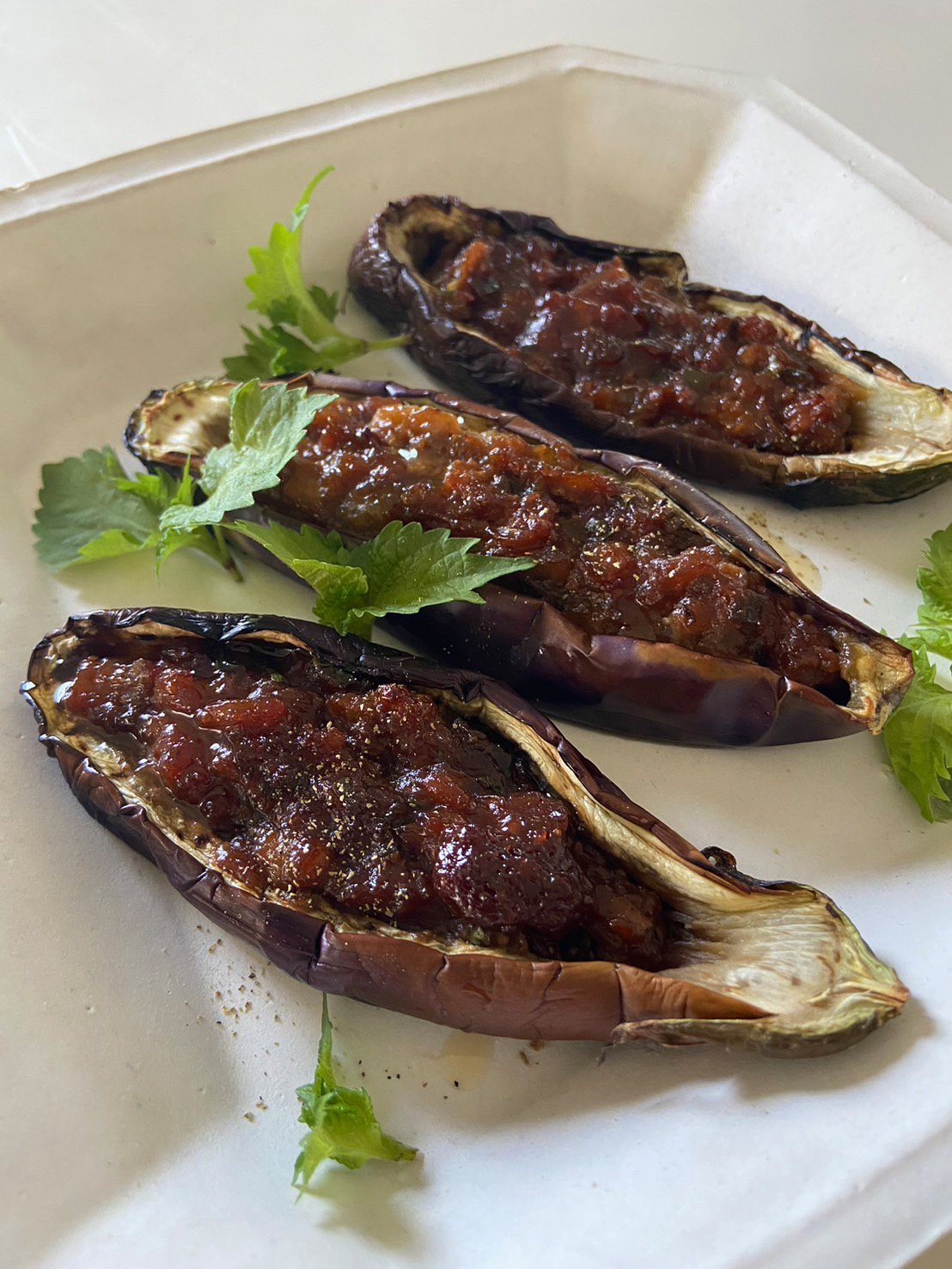 焼き茄子の味噌和え