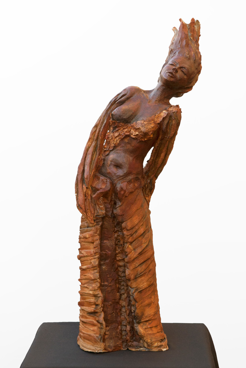 Canta, sculpture femme, grès et émaux - 900 euros