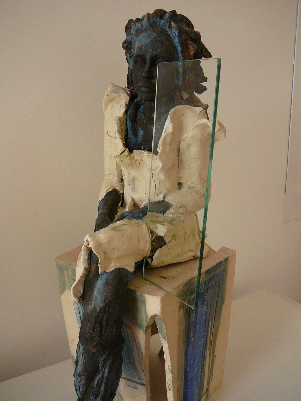 Orphéa, grès, sculpture femme, émaux et porcelaine - collection privée Verhayen