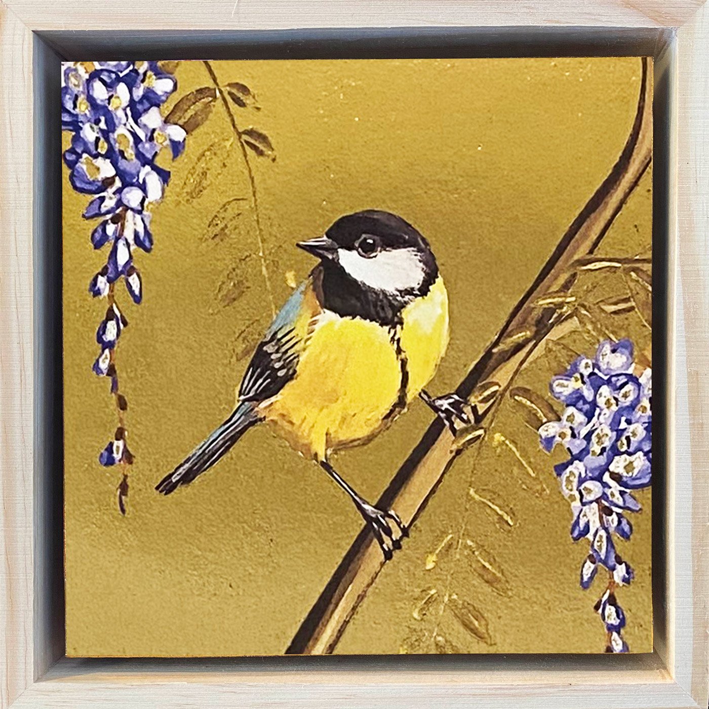 Koolmees met wisteria