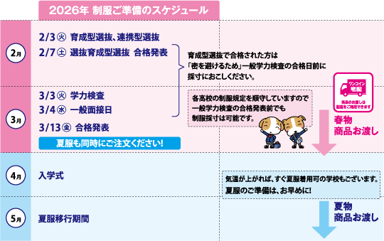 2026年 高校制服ご準備のスケジュール