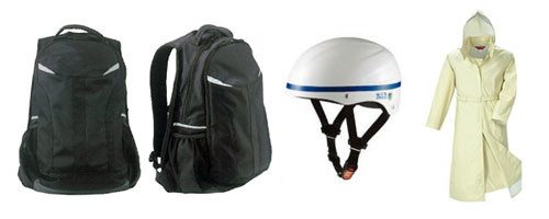 自転車通学をより安全に。ヘルメット・雨具・通学鞄の提案も致します。