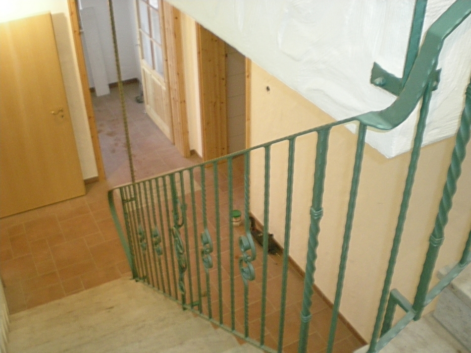 Schmiedeeisernes Geländer "Neue Gehlberger Hütte" Schneekopf in farbiger Hammerschlaglackierung 