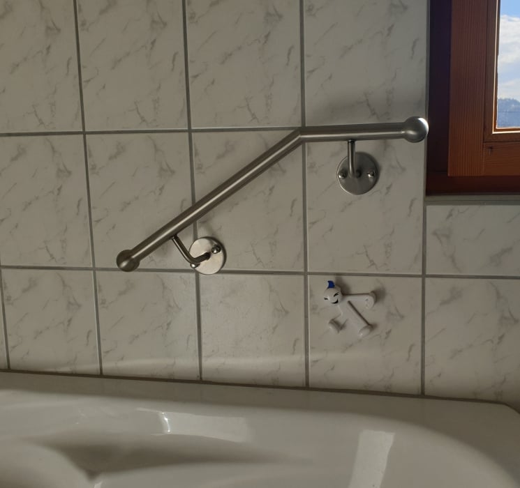 Wanneneinstieghilfe Edelstahl-Vollmaterial mit Abschlußkugeln