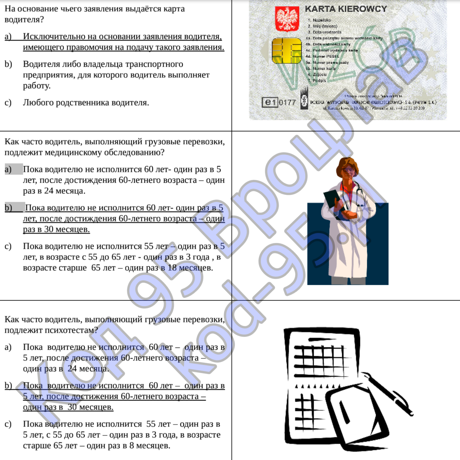 Ответы на тесты Код 95 Польша