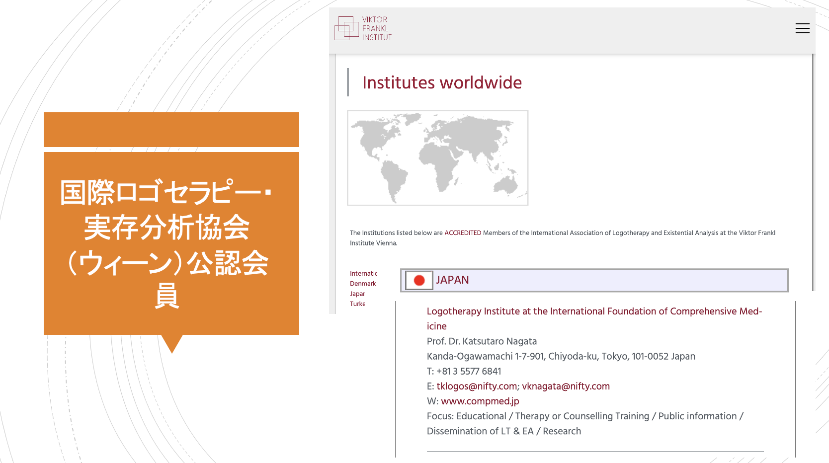 ウィーン・ヴィクトールフランクル研究所との共同認定資格【国際実存療法士】