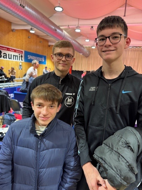 Alexis Lebrun mit unseren Nachwuchsspielern Maximilian Ertl und Simon Wilder in Wiener Neustadt.