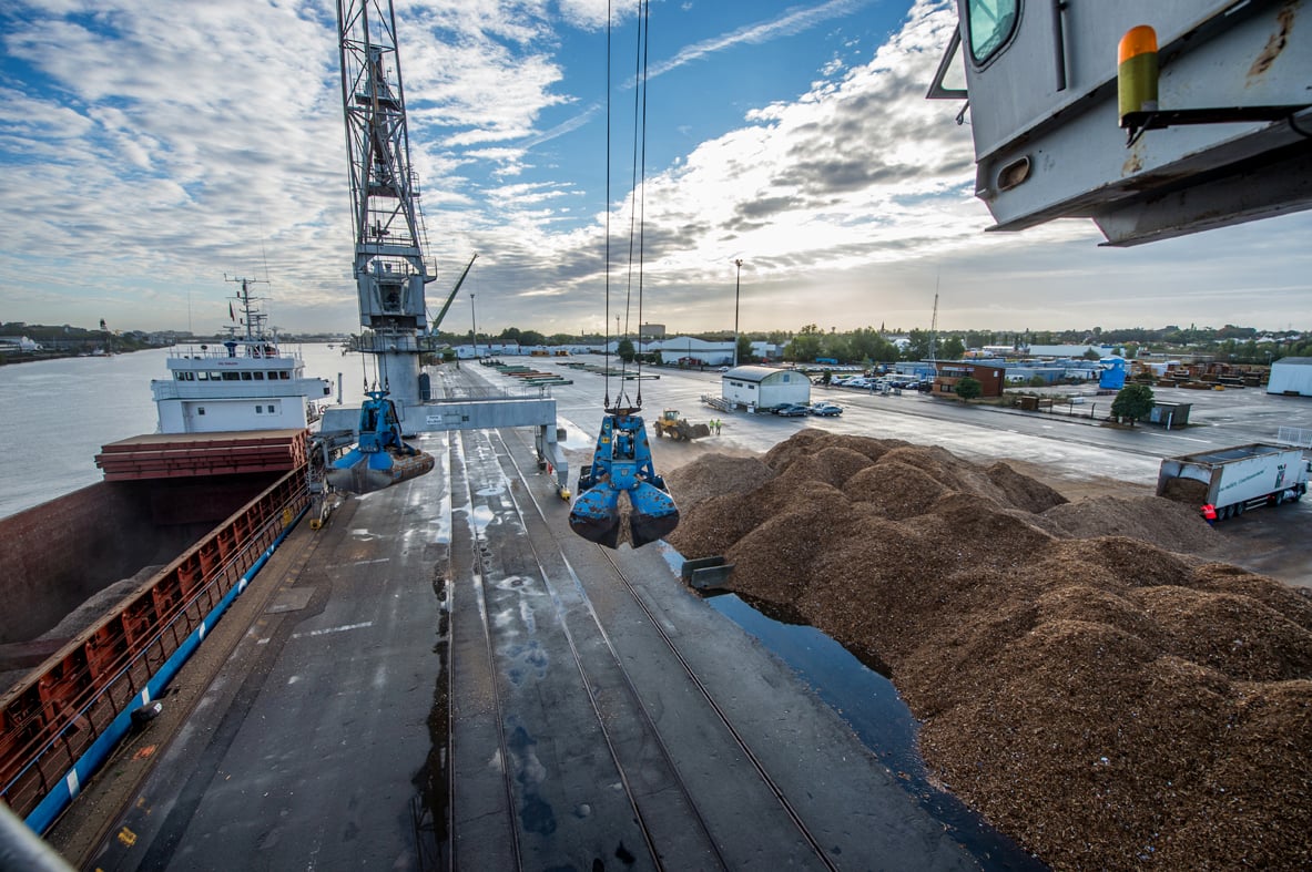Chargement de bois, port de Nantes - Cargo timber / Véolia Propreté (2012)