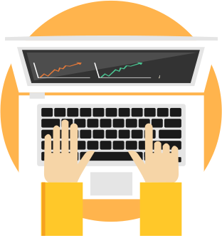 パソコンを入力しているイラスト