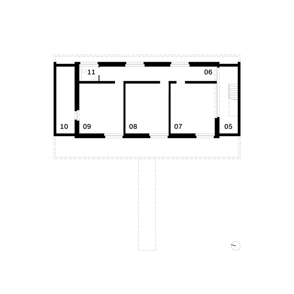 05 Vorraum - 06 Korridor - 07 Büro - 08 Lager - 09/10 Technik - 11 WC 