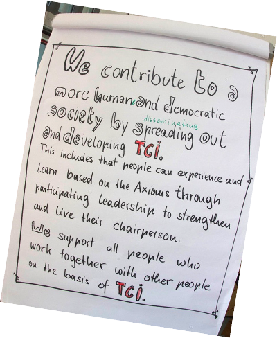 Ein Plakat mit dem Mission Statement des RCI International