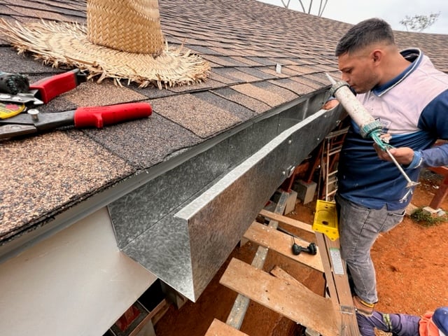 October 2023 - Alex mounts a sample for a curved gutter