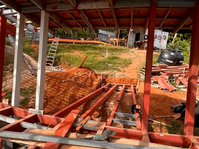 July 2023 - the entrance bridge is being welded