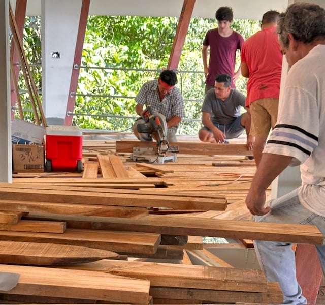 December 2023 - all wooden planks have a 4° angle, a lot of work!