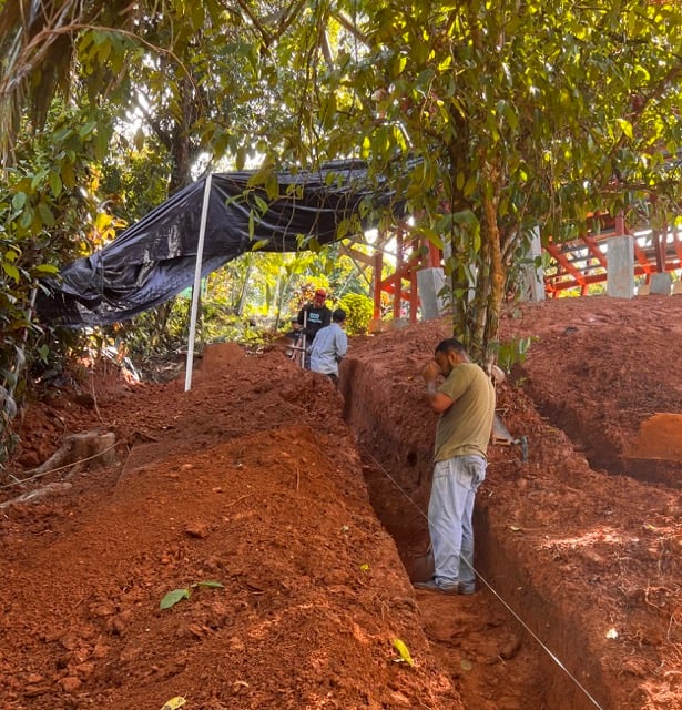 September 2023 - digging the trench for the overflow of the wastewater treatment system