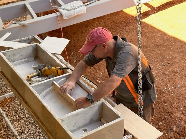 February 2024 - the leaking washbasin is re-glued on site