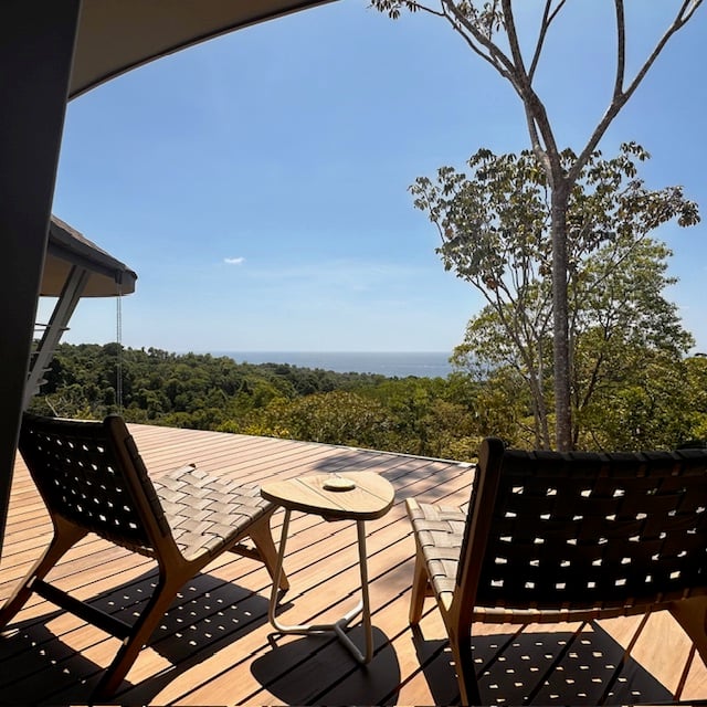 March 2024 - the terrace with the Bali Lounge chairs is a reward for the long journey.