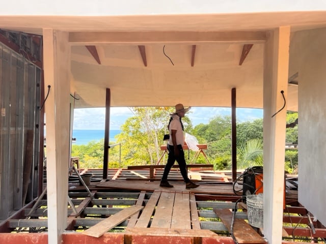 November 2023 - view through the entrance across the terrace to the Pacific Ocean