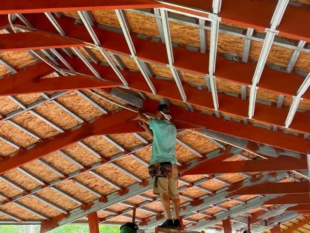 August 2023 - the substructure for mounting the ceiling is fixed