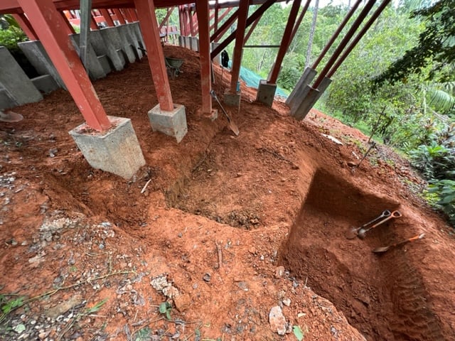 July 2023 - the pit for the wastewater tanks is dug