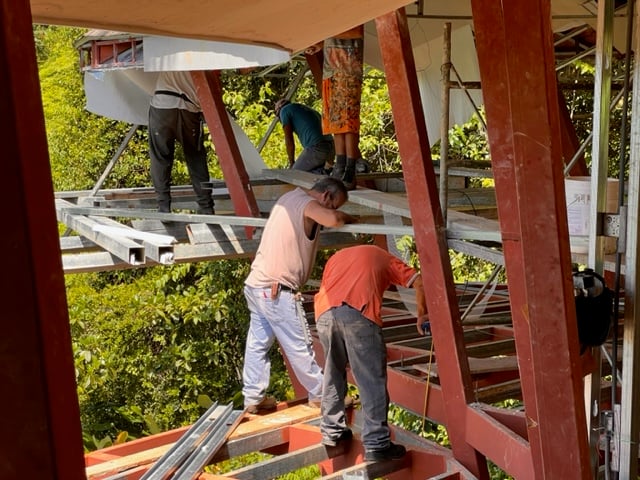 November 2023 - due to the time delay, 18 people are currently living and working on the construction site 