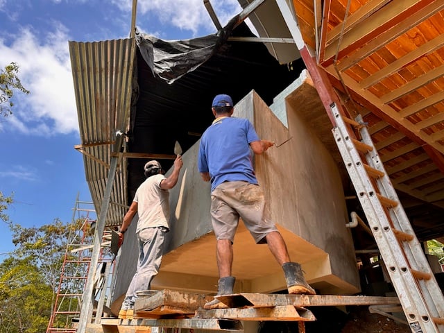 January 2024 - final plastering of the pool's overflow basin