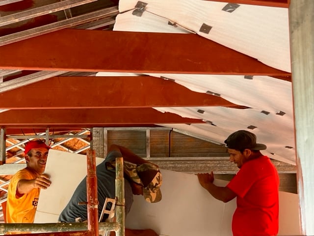 September 2023 - cutting the ceiling panels is also very laborious