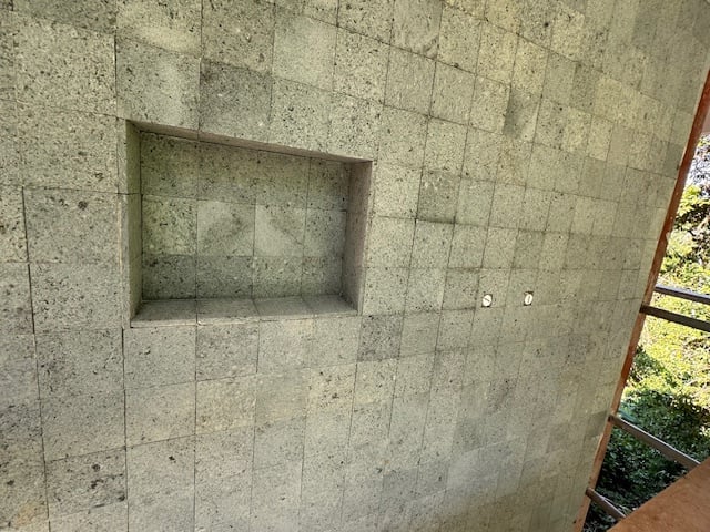 December 2023 - shampoo niche in the outdoor guest shower
