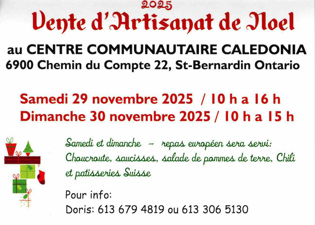 Carte d'information de la Vente d'artisanat de Noël 2025