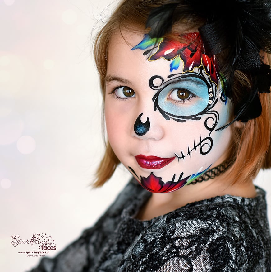 Kinderschminken_Vorlagen; Schminkfarben_kaufen_Schweiz; Kinderschminken_Kurse; einfach; Sugar Skull