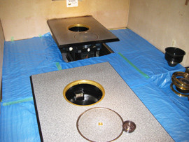 ▲ロースター清掃　養生作業