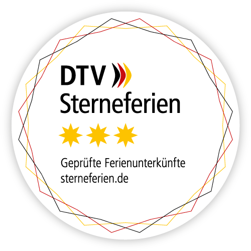 Gastgebersiegel eines DTV klassifizierten Betriebes mit 3 Sternen