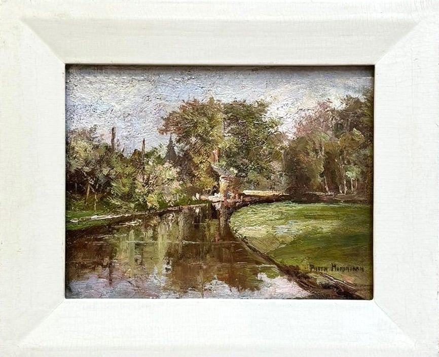 Piet Mondriaan. Stream Bordered by Wooded Landscape  c. 1894-96