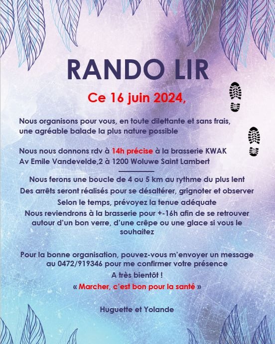 Randonnée le 16 juin , au rythme de chacun 